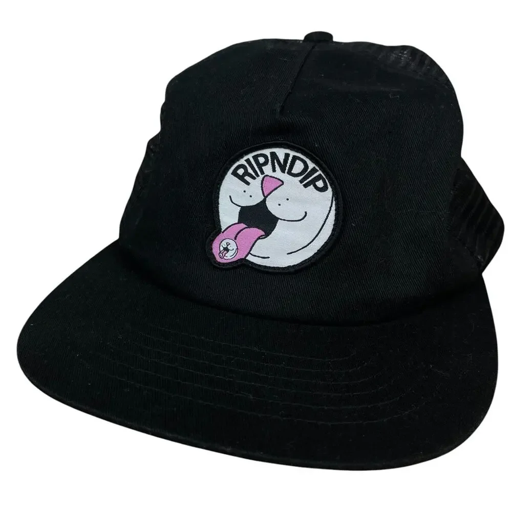 Ripndip Hat Baseball Cap Cat Tongue Strap Back Black Skater Streetwear Skater
